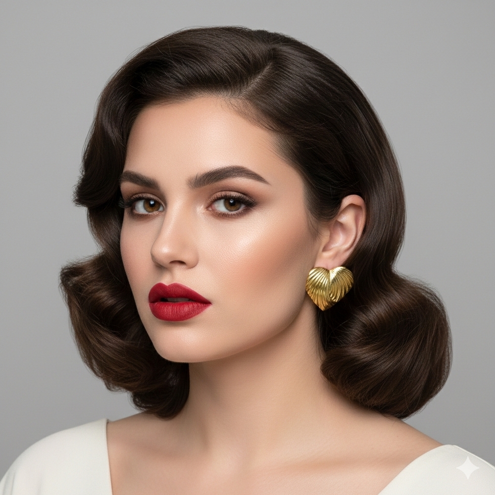 Gold Stainless Steel Heart Earrings